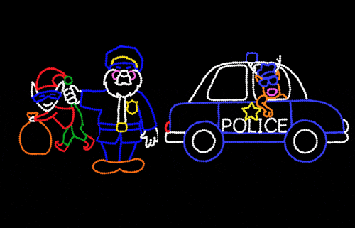 santa cop with rudy cop car christmas lights done bright