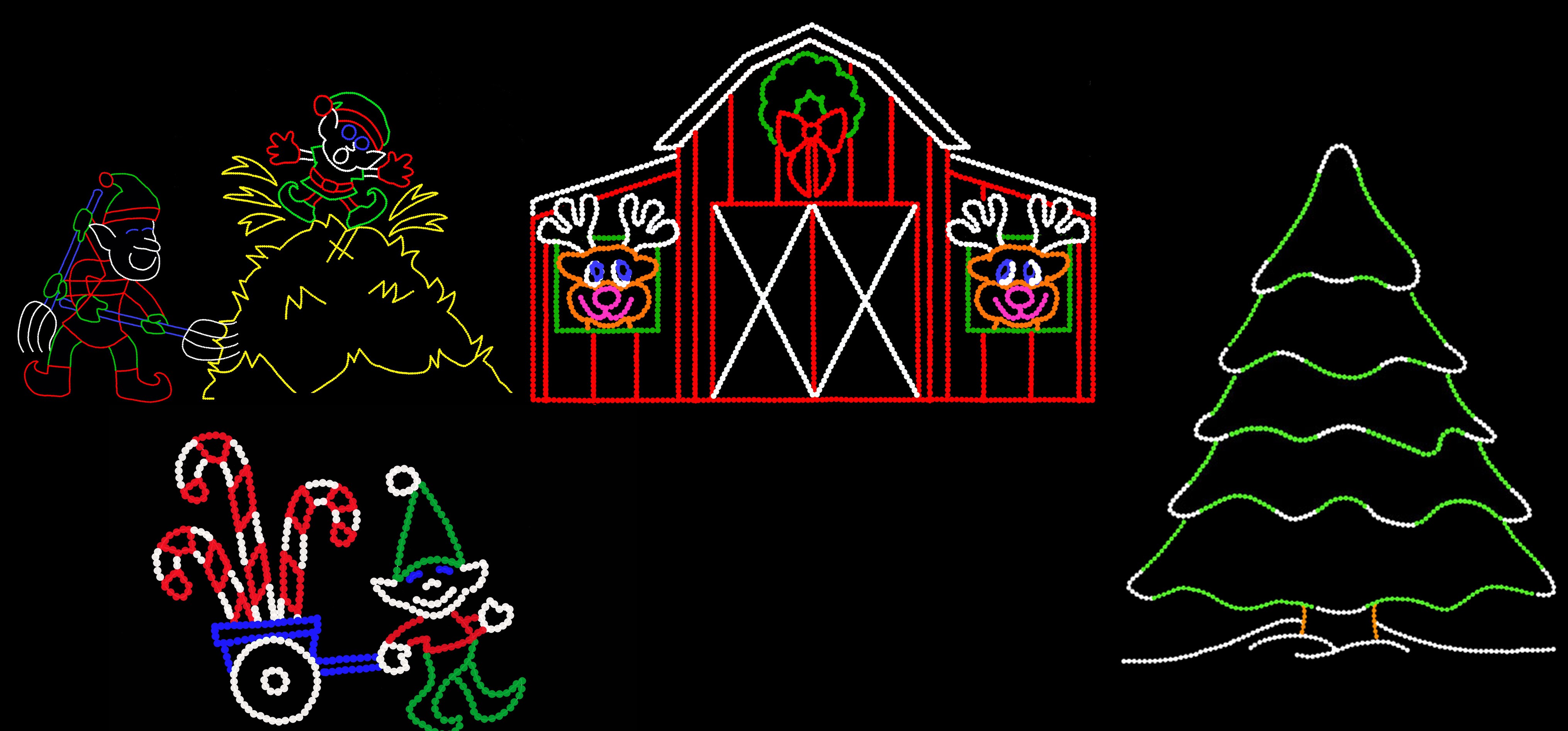 Reindeer Barn with Snowy Tree Scene