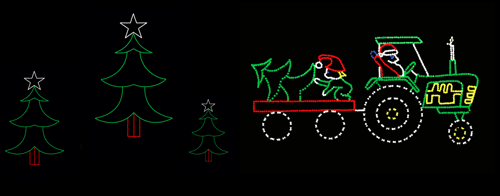 SANTA'S GREEN TRACTOR AND CHRISTMAS TREE GROUP